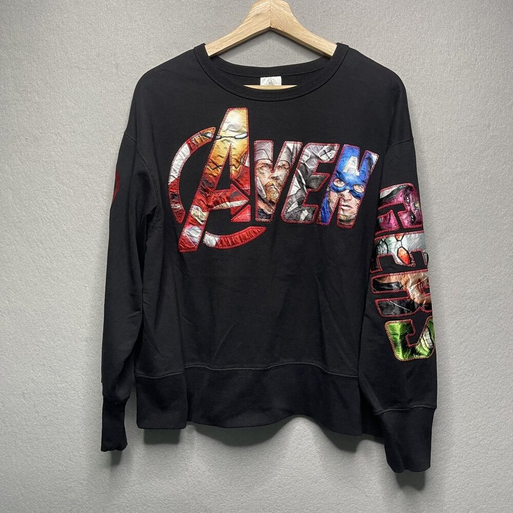 Disney Parks Avengers Spell Out Character Pull Over Black Pullover size L